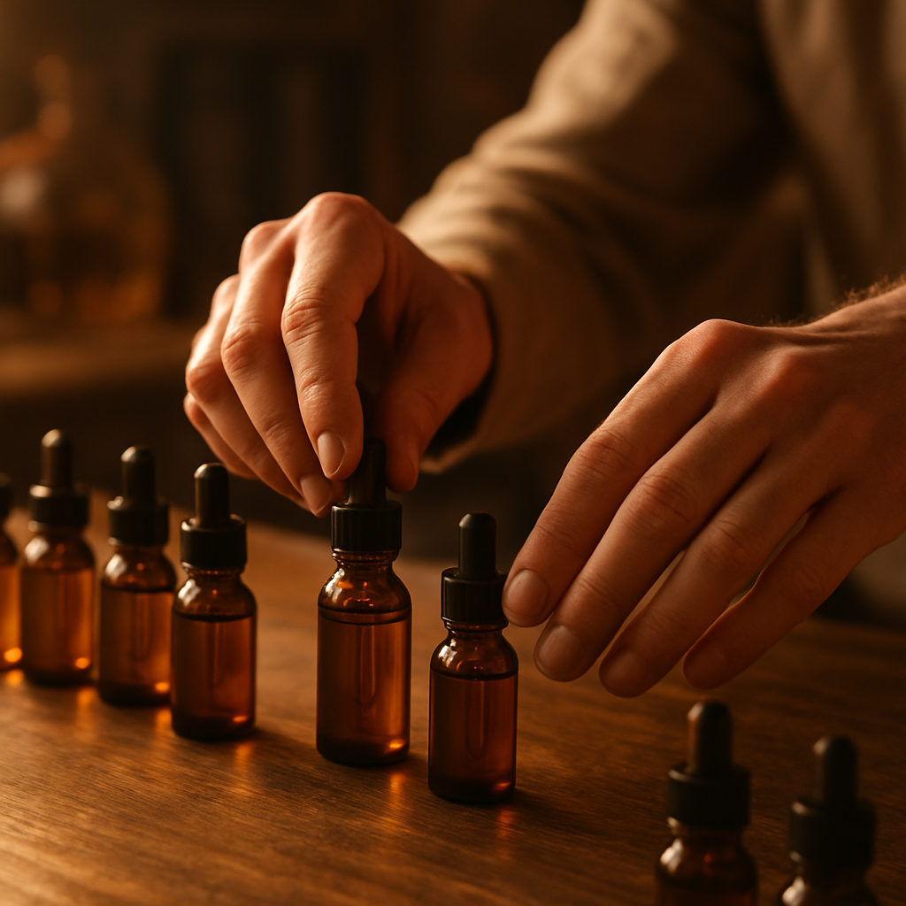 Perfumer blending fragrance oils
